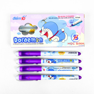 Hộp 10 bút lông kim thiên long doraemon fl-04/do mực tím - học sinh store