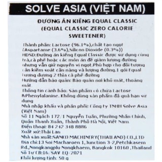 Đường ăn kiêng Equal Classic Zero Calorie Sweetener