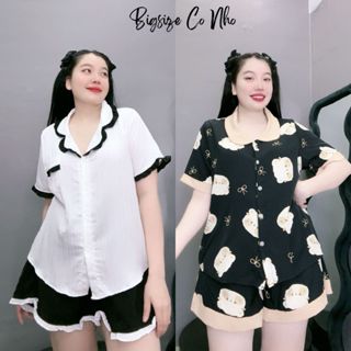 Set đồ bộ pyjama Nữ Bigsize basic thời trang mùa hè dễ mặc cộc tay mềm mát - PYJAMA CÁC LOẠI