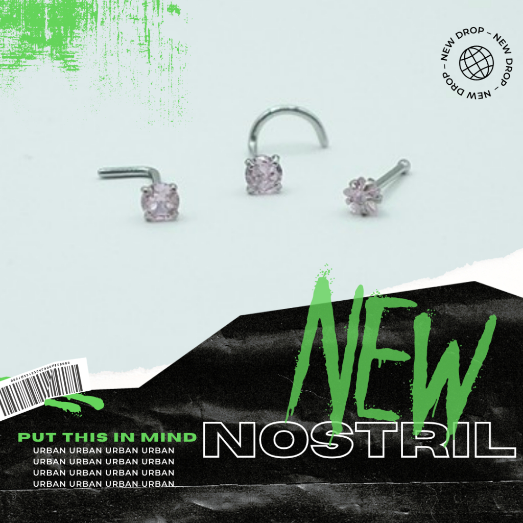 [1 Chiếc] Khuyên mũi, chất liệu thép không gỉ NOSTRIL Đá HỒNG Không Ngứa Không Đen urban