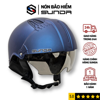 Nón bảo hiểm nửa đầu kính âm SUNDA 135D, mũ bảo hiểm chính hãng giấu kính, chắc chắn, an toàn, nhiều màu sắc