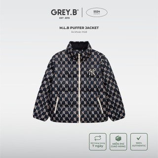 Áo khoác phao m.l.b puffer monogram jacket greyb unisex siêu nhẹ chóng gió ấm áp
