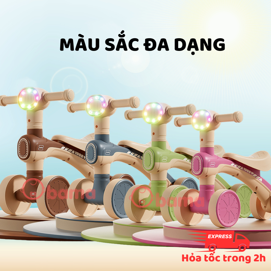 Xe chòi chân 4 bánh cân bằng cho bé, có nhạc có đèn cho bé từ 1-5 tuổi, Obama Baby