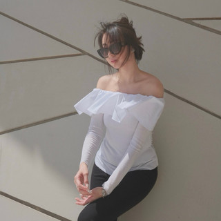Áo trễ vai dài tay phối bèo - julia top / liiq rush