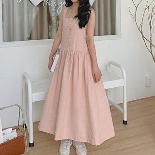 Đầm Linen hồng Aimee dễ thương hợp đi du lịch mùa hè