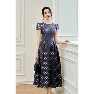 Đầm Xòe Nữ My Way Ngắn Tay Họa Tiết Chấm Bi Sang Trọng 9MD02108B