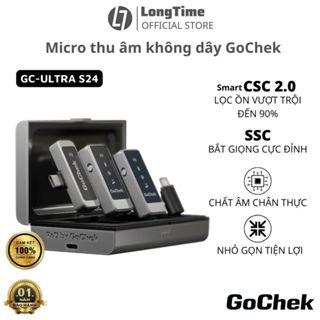 Mic thu âm không dây GoChek S24 ULTRA chính hãng Micro gocheck thu âm cho điện thoại cài áo lọc tiếng ồn livestream