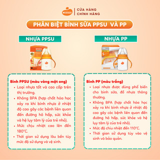 Bình sữa cổ RỘNG PPSU Wesser 180ml/260ml (PPSU MÀU VÀNG MẬT ONG)