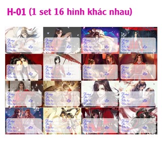 Nhãn vở Thiên Quan tứ Phúc , 1 set 16 hình khác nhau, có keo sẵn để dán