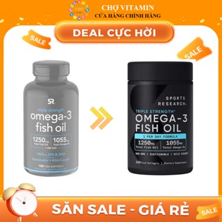 Sports Research Triple Strength Omega 3 Fish Oil 1250mg 150 viên - Dầu Cá Bán Chạy Số 1 Tại Mỹ, Hàm Lượng Cao 3X
