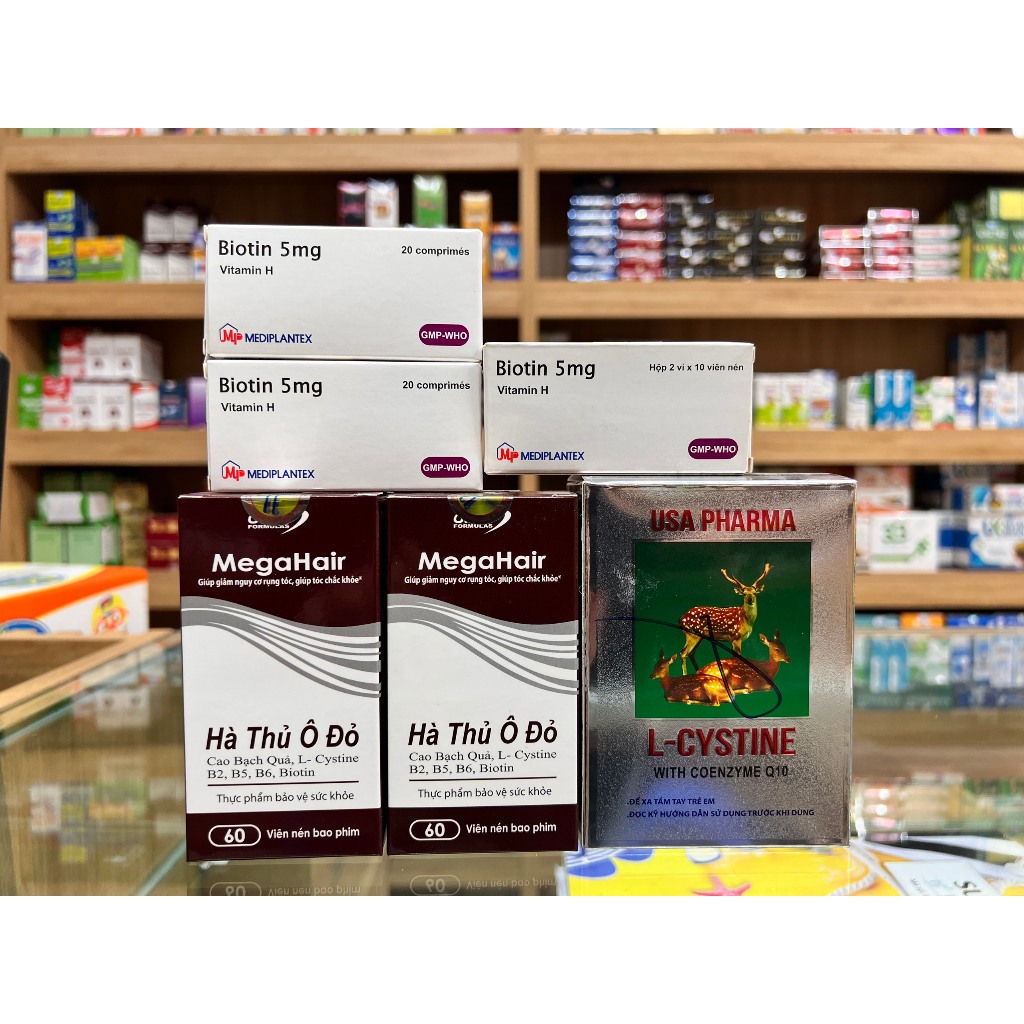 Combo bộ 3 sản phẩm kết hợp L-cystine và biotin chống rụng tóc và giúp mọc tóc nhanh chóng hiệu quả an toàn