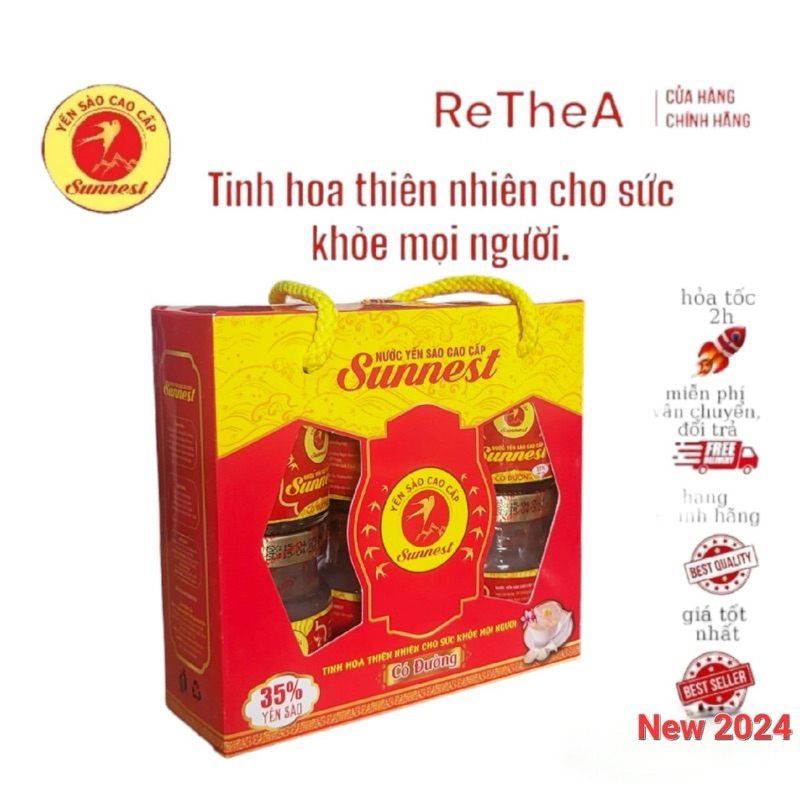 Yến Sào cho người lớn Sunnest 35% Yến, tăng cường sức đề kháng, hồi phục sức khỏe sau phẩu thuật.  Hộp 6 lọ x 70ml
