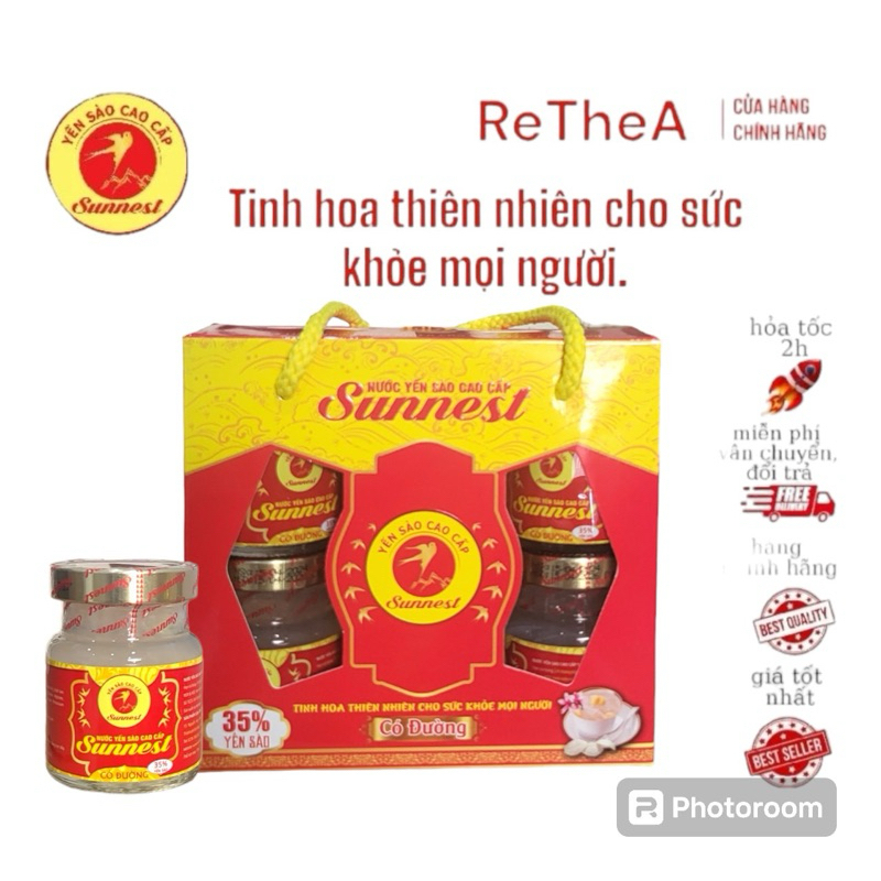Yến Sào cho người lớn Sunnest 35% Yến, tăng cường sức đề kháng, hồi phục sức khỏe sau phẩu thuật.  Hộp 6 lọ x 70ml