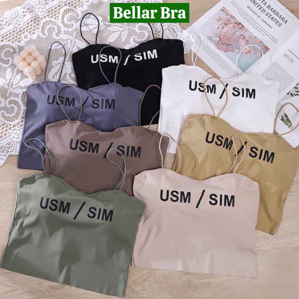 Áo Bra Nữ Su 2 Dây In Chữ USM / SIM Mút Mỏng Mẫu Mới , Áo Croptop Co Dãn Vải Mềm Thoáng Mát Bellar Bra B837