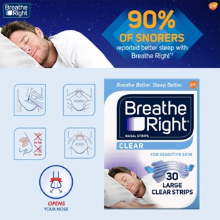 Miếng dán chống ngáy Breath Right 30 pcs,Miếng dán mũi giảm nghẹt mũi, giảm ngáy (gáy) khi ngủ Breathe Right