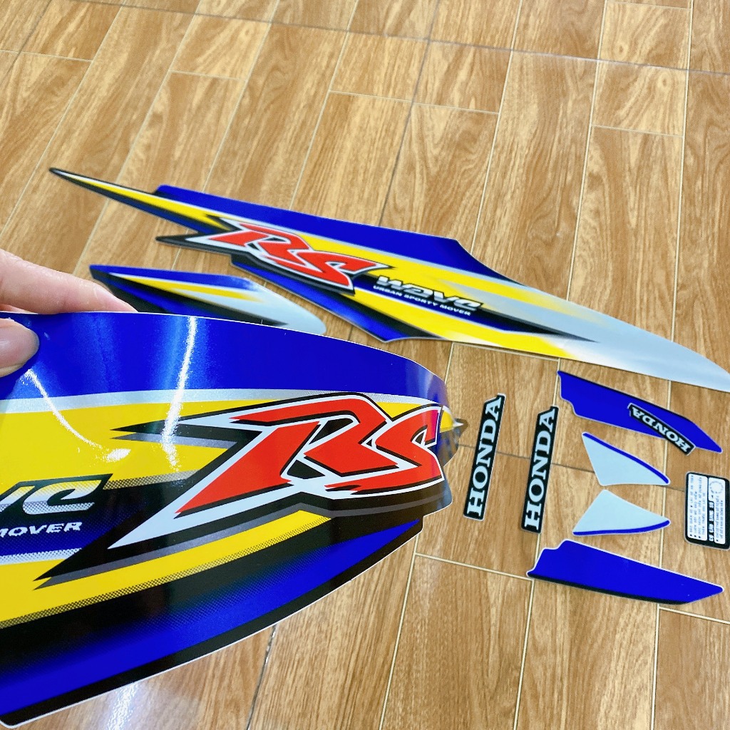 Bộ tem dán xe Wave RS  2008 màu Xanh Dương -Tem 3 lớp