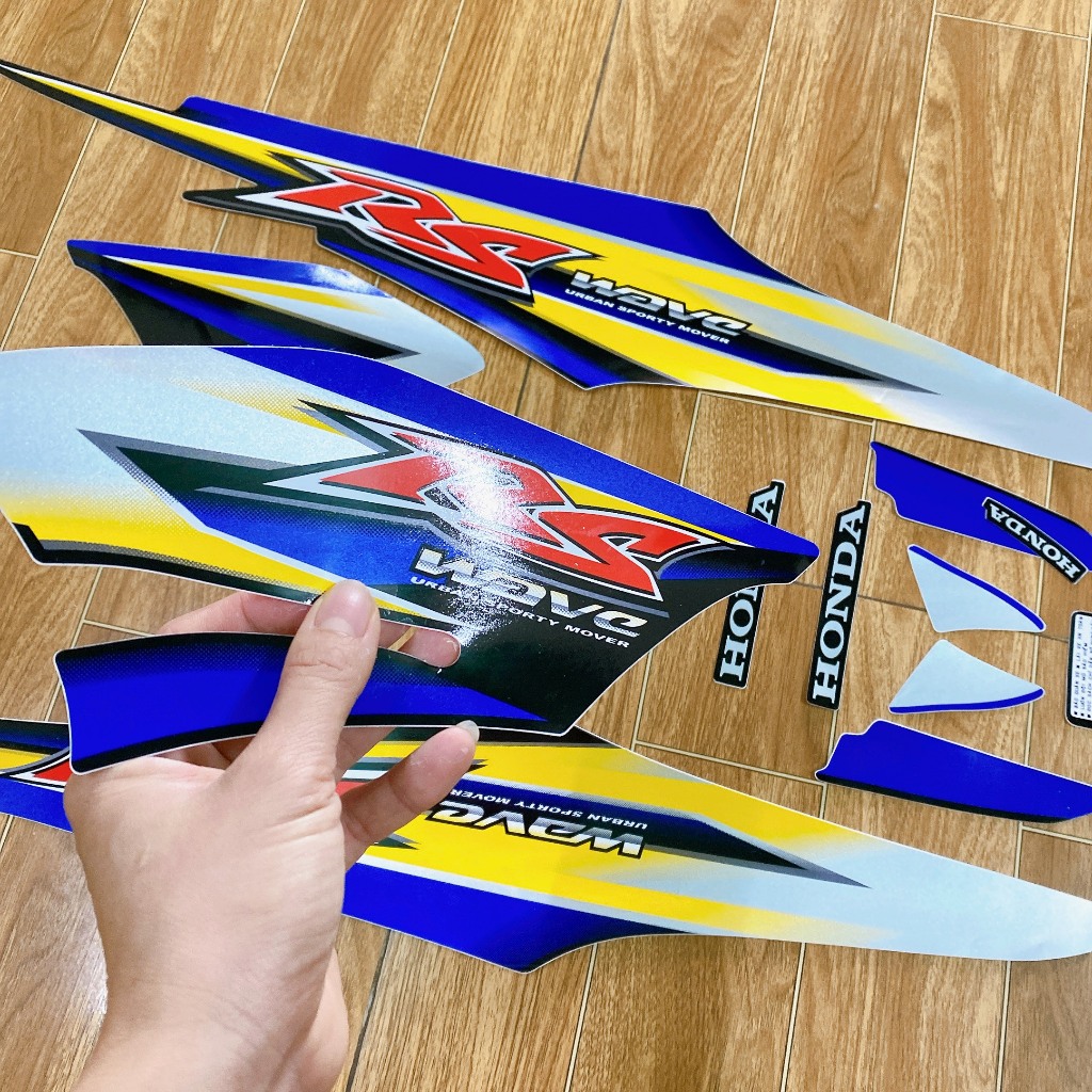 Bộ Decal - Tem dán xe Wave ALpha - Wave RS đời 2008 màu Xanh Dương- Tem 3 lớp cao cấp