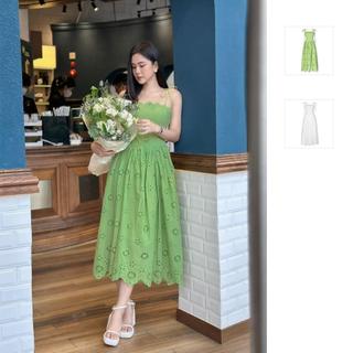 Đầm Nữ Dài String Tubegown , Chất Vải Cotton Thêu Đục Lỗ Thoải Mái , WDD040 , SOMEHOW