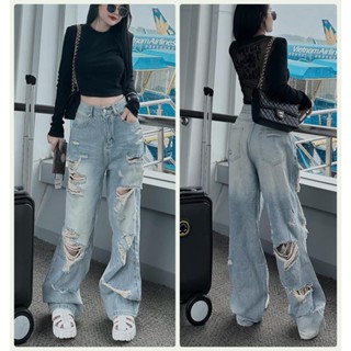 [ORTD5620] QUẦN JEAN NỮ ỐNG RỘNG LƯNG CAO RÁCH TE TUA HAI ỐNG QUẦN MÀU XANH NHẠT CÁ TÍNH PHÁ CÁCH