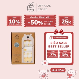 (DUY NHẤT T6 - MUA 2 GIẢM 5%, MUA 3 GIẢM 7%) K001 Set 5 Khăn sữa sợi tre lụa La Pomme phối màu (30x30cm)
