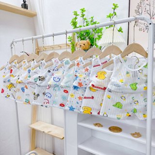 Set 5 Bộ quần áo cotton giấy ba lỗ cho bé sơ sinh 3-13kg, nhiều họa tiết đẹp BO14