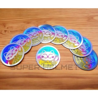   PHỤ KIỆN  Tem Titan Logo Mèo Thần Tài Đường Kính 2.8cm Hình Tròn Có Sẵn Keo Dán 3M - Gắn Nón Sơn Và Xe Máy ! 