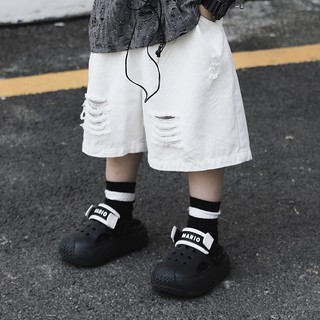  QJL24_09 Quần Short Jean Chất Mềm Mài Cá Tính Bé Trai Phong Cách Đường Phố