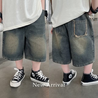  QJL24_08 Quần Short Jean Chất Mềm Mài Cá Tính Bé Trai Phong Cách Đường Phố