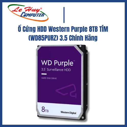 Ổ Cứng HDD Western Purple 8TB TÍM (WD85PURZ) 3.5 Chính Hãng