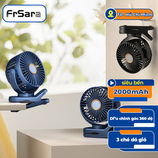 Quạt mini để bàn gập gọn tích điện máy quạt kẹp bàn 3 cấp độ gió pin dung lượng lớn 2000mAH