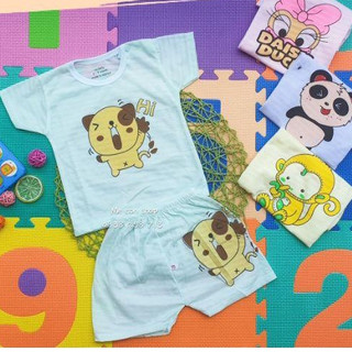 [Xả Kho] Bộ Quần Áo Màu Ngắn Tay Cotton Giấy Cho Bé 7-9kg (katydang)