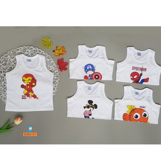 (8-14kg) Áo ba lỗ chất cotton mềm, thấm hút mồ hôi trắng in hình cho bé - Bibo Kim Thu (katydang)