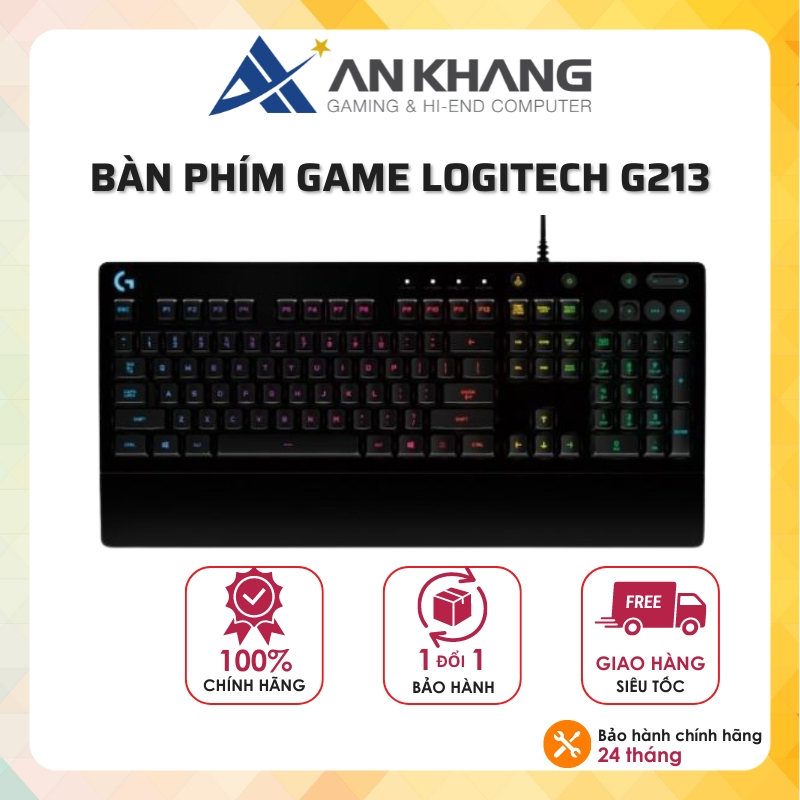 Bàn phím Game có dây Logitech G213 Prodigy - RGB, Full size, Chống tràn bền bỉ - Chính hãng BH 24Thg