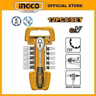 Ingco bộ đầu tuýp và cần siết 12 chiếc 1/4" hkts14122 | 1/2" hkts12122