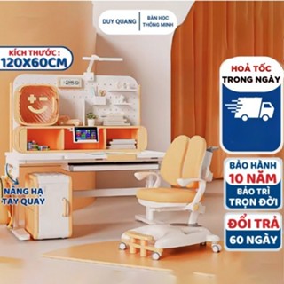 Bàn học chống gù chống cận gỗ tự nhiên Sakawin SO01, Bàn học thông minh cao cấp cho bé ,Có hộp đựng sách, bảo hành 2 năm