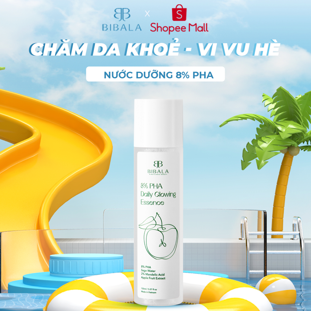 8% PHA Daily Glowing Essence 150 ml - Nước dưỡng sáng, tẩy TBC, ngừa mụn cho da Bibala