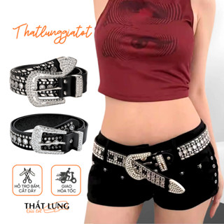 Thắt lưng y2k đính đá lấp lánh cho nữ bản to 3.3cm và 3.8cm TL173 - Thắt Lưng Giá Tốt