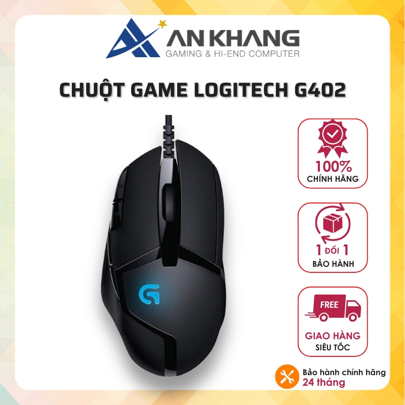 Chuột game có dây Logitech G402 Hyperion Fury FPS Theo dõi tốc độ cao 8 nút lập trình Chính hãng Bảo