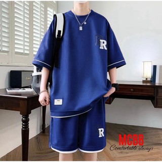Mcbb 24-49kg 100% cotton set đồ bộ cho bé trai áo thun bé trai quần short đùi áo phông cộc tay bộ quần áo bé trai trẻ em