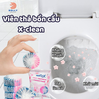 Viên Thả Bồn Cầu Hai Màu Khử Khuẩn Làm Thơm Nhà Vệ Sinh Hương Hoa Hồng Clean X Dolly House