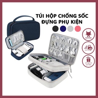Túi Phụ Kiện Đựng Sạc Dự Phòng Cáp Sạc Tai Nghe Ổ Cứng Di Động Loại Túi Hộp Quai Xách (Nhiều Màu)