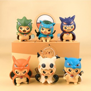 Mô hình Pikachu cosplay siêu đáng yêu 6 nhân vật 7-8cm