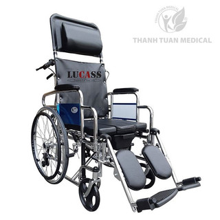 Xe lăn tay ngả nằm Lucass X607 có bô, có thắng, có bánh xe chống lật - Thương hiệu Mỹ