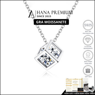  Dây Chuyền Bạc 925 Đá Moissanite 5MM Phủ Bạch Kim Cao Cấp Không Mờ Đơn Giản Tinh Tế  HANADA 1363 