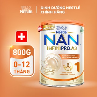 Sữa bột Nestlé NAN INFINIPRO A2 1 800g nhập khẩu Thụy Sĩ với sự kết hợp độc đáo giữa đạm quý A2 và 5HMO