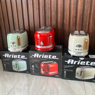 Máy nướng bánh mì 2 khay Ariete Modernia MOD.0149/10 (màu đỏ),  MOD 0155 (màu xanh, kem)