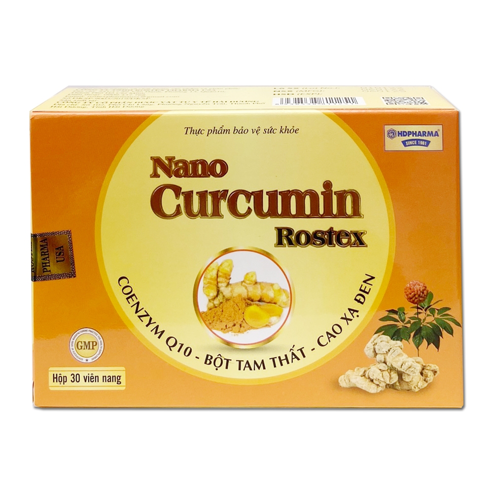 Viên tinh nghệ Nano Curcumin Tam Thất Xạ Đen giảm viêm loét dạ dày, tá tràng Vỉ 30 viên [Nano Curcumin HDPHARMA]