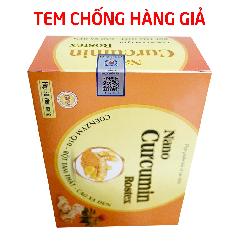 Viên tinh nghệ Nano Curcumin Tam Thất Xạ Đen giảm viêm loét dạ dày, tá tràng Vỉ 30 viên [Nano Curcumin HDPHARMA]