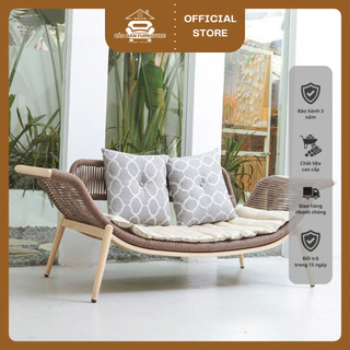 Ghế cánh én đôi mây nhựa 1m7 CAO CẤP cổ điển-Decor thư giãn nội thất, sân vườn, quán cafe homestay