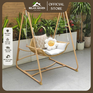 Xích đu đơn cánh én cao cấp giả mây dùng thư giãn nghỉ ngơi đọc sách RELAX HAVEN decor ban công sân vườn phòng khách HCM